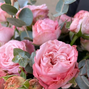 Basket with peony roses